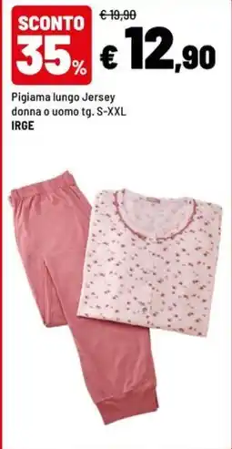 Iper La Grande Pigiama lungo Jersey donna o uomo tg. S-XXL IRGE offerta