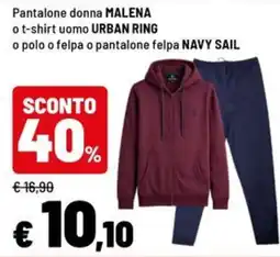 Iper La Grande Pantalone donna MALENA o t-shirt uomo URBAN RING o polo o felpa o pantalone felpa NAVY SAIL offerta