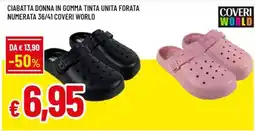 Famila Superstore Ciabatta donna in gomma tinta unita forata numerata 36/41 coveri world offerta