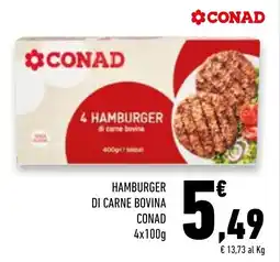 Conad Superstore Hamburger di carne bovina Conad offerta
