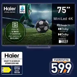 Unieuro Haier SMART TV 4K MINILED H75M80 SERIE M80 offerta