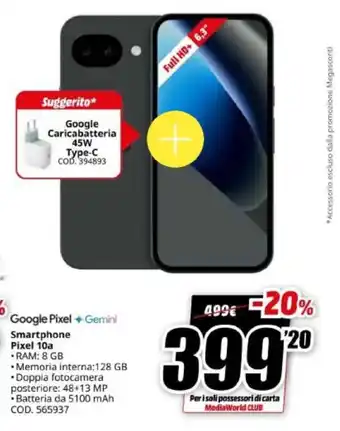 Google Pixel + Gemini Smartphone Pixel 10a