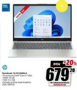 MediaWorld hp Notebook 15-FD1008NLX offerta