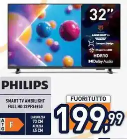 Unieuro PHILIPS SMART TV AMBILIGHT FULL HD 32PFS6950 offerta
