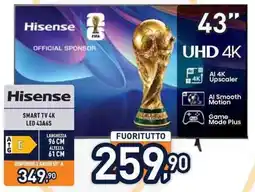 Unieuro Hisense SMART TV 4K LED 43A6S offerta
