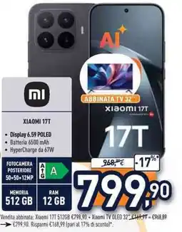 Unieuro Xiaomi 17T offerta