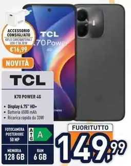 Unieuro TCL K70 Power 4G offerta