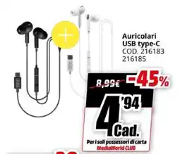 MediaWorld Auricolari USB type-C offerta