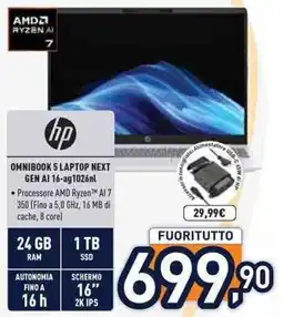 Unieuro Hp OMNIBOOK 5 LAPTOP NEXT GEN AI 16-ag1026nl offerta