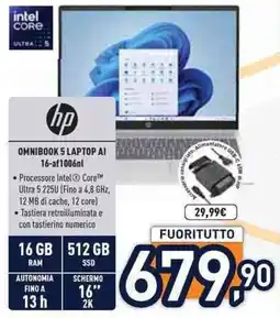Unieuro Hp OMNIBOOK 5 LAPTOP AI 16-af1006nl offerta