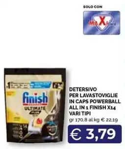 Maxisconto Finish detergente per lavastoviglie in caps Powerball All in 1 offerta