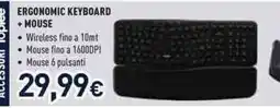 Unieuro Ergonomic keyboard + mouse offerta