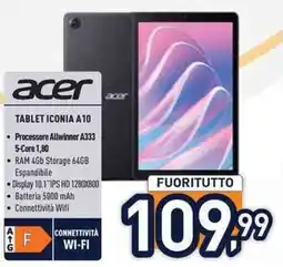 Unieuro Acer Tablet Iconia A10 offerta