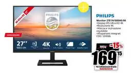 MediaWorld Philips Monitor 27E1N1800AE/00 offerta