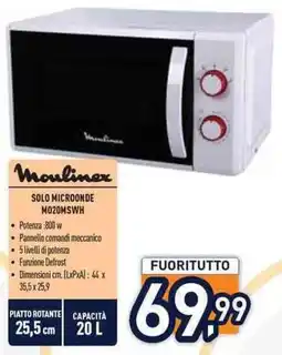 Unieuro Moulinex solo microonde MO20MSWH offerta