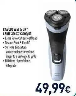 Unieuro Rasoio wet & dry serie 3000x x3003/00 offerta