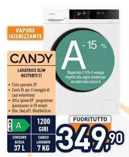 Unieuro Candy lavatrice slim offerta