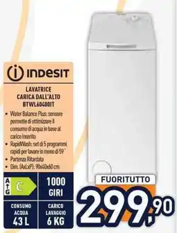 Unieuro Indesit lavatrice carica dall'alto offerta
