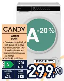 Unieuro Candy lavatrice EY298S offerta
