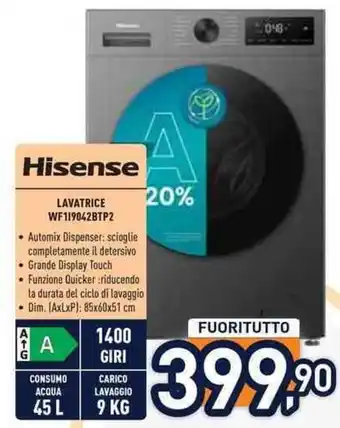 Unieuro Hisense lavatrice offerta