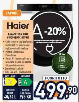 Unieuro Haier lavasciuga slim offerta