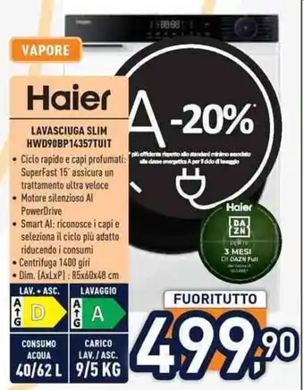 Unieuro Haier lavasciuga slim offerta