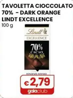Gala Supermercati Tavoletta cioccolato 70% - dark orange Lindt Excellence offerta