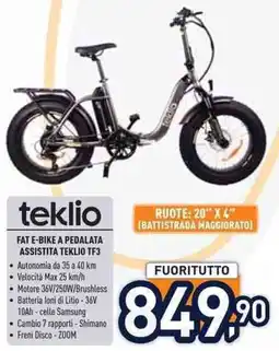 Unieuro Fat e-bike a pedalata assistita teklio tf3 offerta