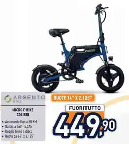 Unieuro Argento Bike Micro E-Bike Colibri offerta
