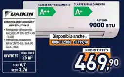 Unieuro Daikin condizionatore monosplit new evolution 25 offerta