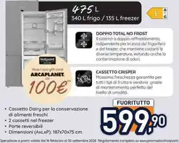 Unieuro Frigo con freezer Hotpoint offerta