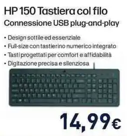 Unieuro HP 150 Tastiera col filo offerta