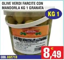 Immenso Cash Olive verdi farcite con mandorla Granata offerta