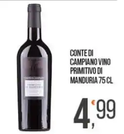 Cash pro Conte di Campiano vino primitivo di Manduria offerta