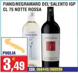 Immenso Cash Fiano/Negramaro del Salento IGP Notte Rossa offerta