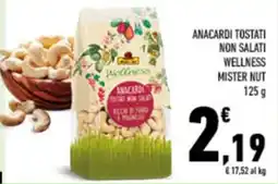 Conad City Anacardi tostati non salati wellness mister nut offerta