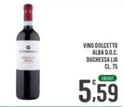 La Mimosa Supermercati Vino Dolcetto Alba D.O.C. Duchessa Lia offerta