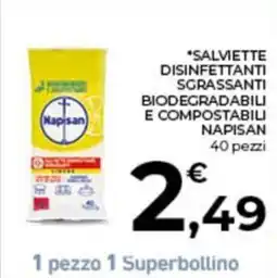 Conad City Salviette disinfettanti sgrassanti biodegradabili e compostabili Napisan offerta