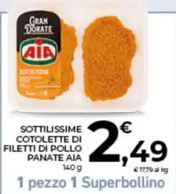 Conad City Sottilissime cotolette di filetti di pollo panate AIA offerta