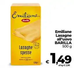 Ipercoop Radenza Emiliane Lasagne all'uovo BARILLA offerta