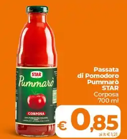 Ipercoop Radenza Passata di Pomodoro Pummarò STAR offerta