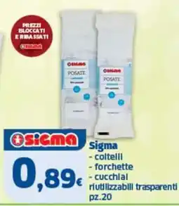Sigma Sigma posate riutilizzabili trasparenti offerta