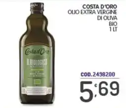 Eurocash Costa d'Oro Olio extra vergine di oliva bio offerta