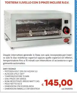 Vivo Supermercati Tostiera 1 livello con 3 pinze incluse R.G.V. offerta