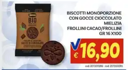 Vivo Supermercati Biscotti monoporzione con gocce cioccolato Mielizia offerta
