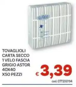 Vivo Supermercati Tovaglioli carta secco 1 velo fascia grigio Astor offerta