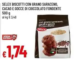 Famila Superstore Selex biscotti con grano saraceno, cacao e gocce di cioccolato fondente offerta