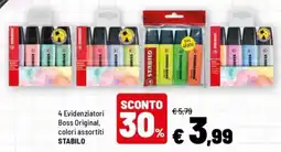 Iper La Grande 4 Evidenziatori Boss Original, colori assortiti STABILO offerta