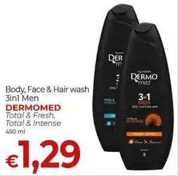 Maxi Nonna Isa Body, Face & Hair wash 3in1 Men DERMOMED Total & Fresh, Total & Intense offerta
