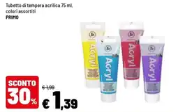Iper La Grande Tubetto di tempera acrilica PRIMO offerta